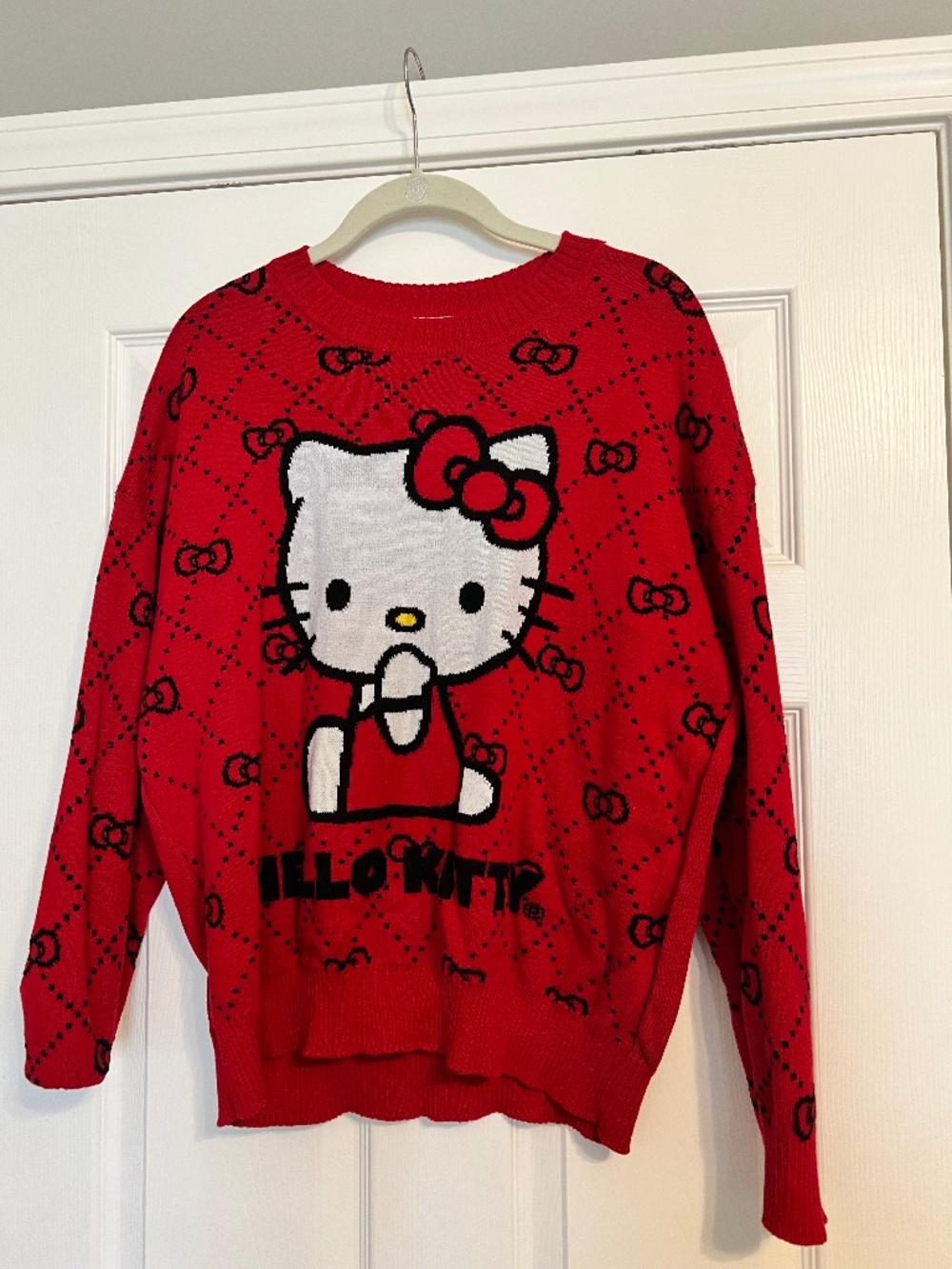 Target Women's Sanrio Hello Kitty Graphic Crew Neck Sweater Red Bows Size Large
